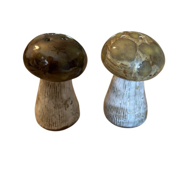 Ceramic Mushroom Salt and Pepper Shaker Set in Neutral Colors - Picture 1 of 7